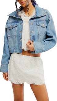 Free People Side to Side Crop Denim Jacket