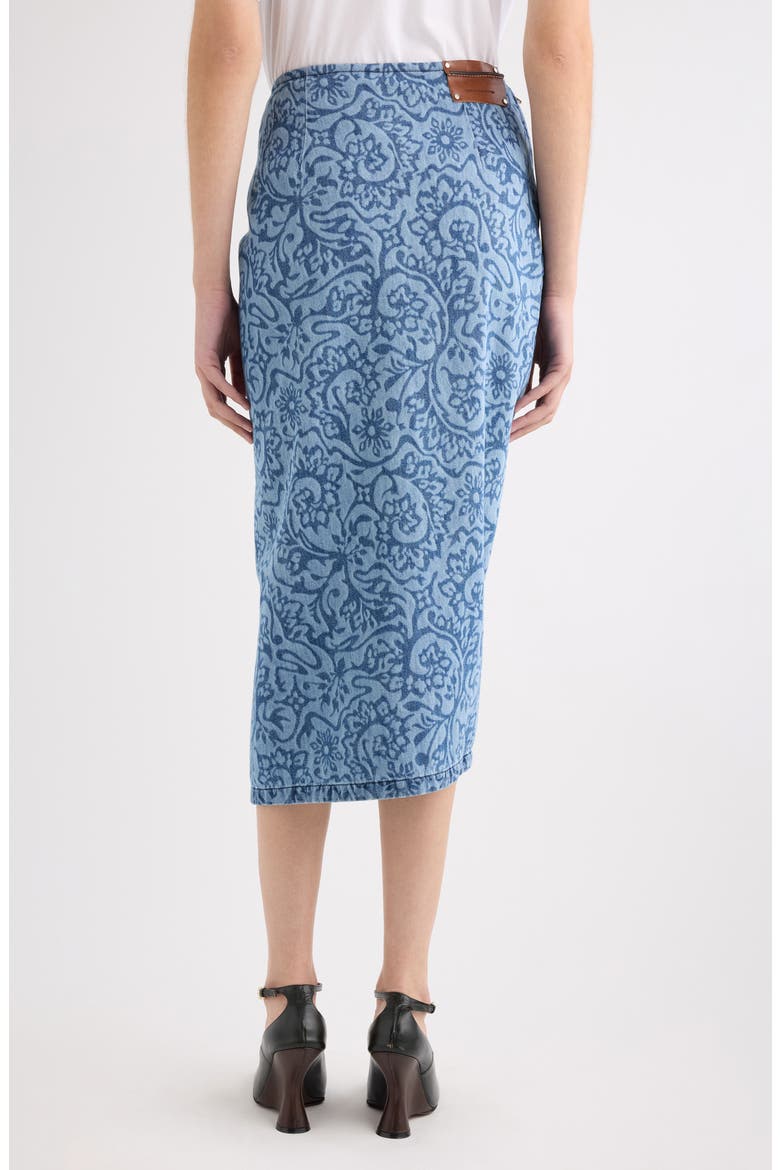 Sinas Lasered Stonewash Denim Midi Skirt, Alternate, color, BLUE