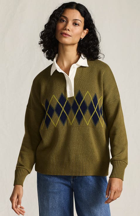 Drifter Rugby with Woven Collar Sweater