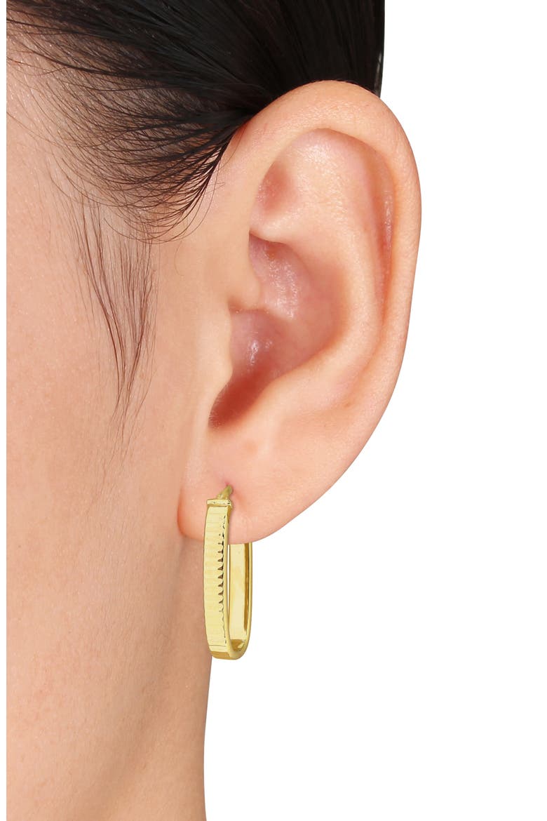 10K Yellow Gold Ribbed Oval Hoop Earrings, Alternate, color, GOLD