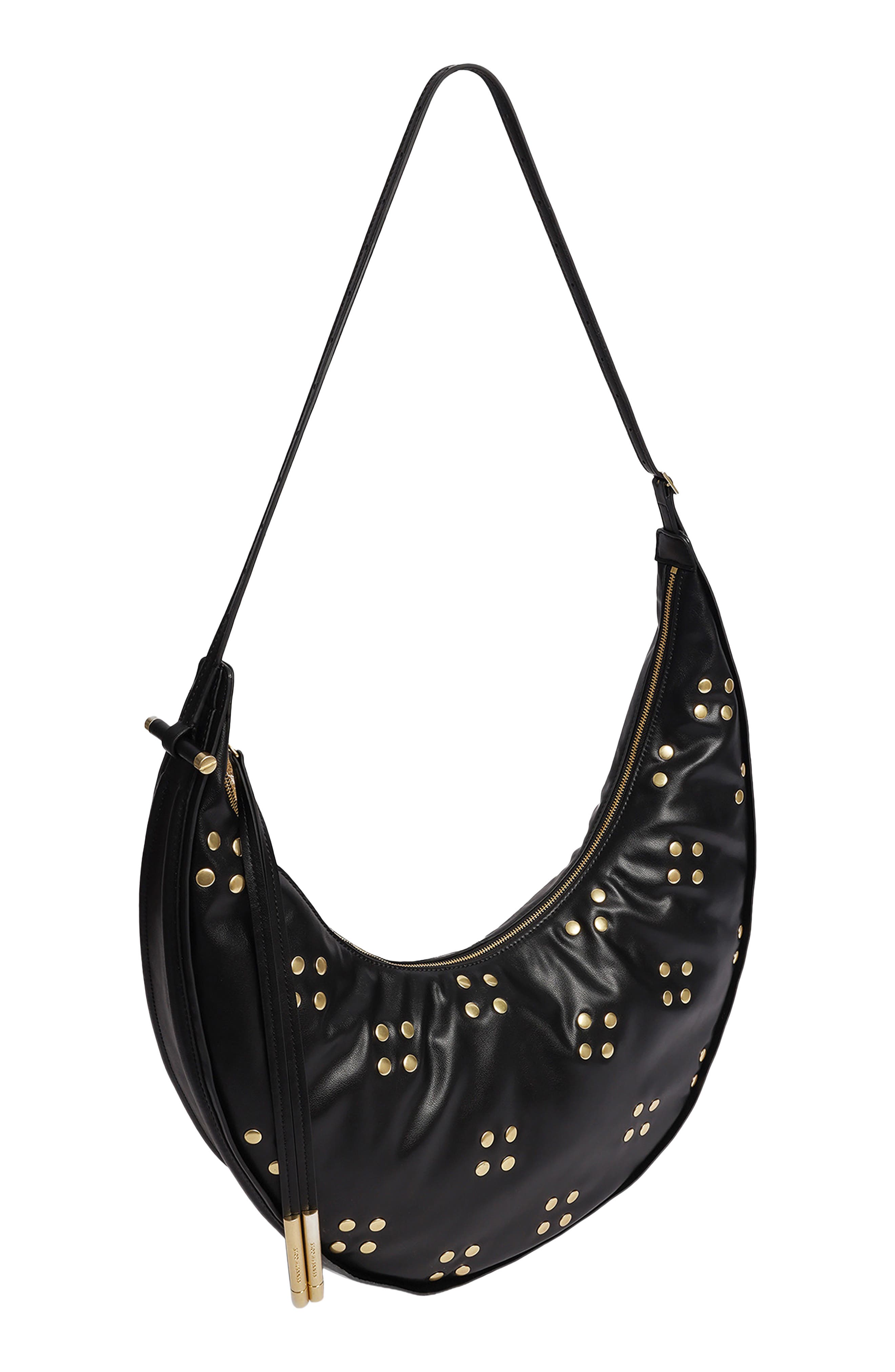 Floral Stud Large Hobo, Alternate, color, BLACK