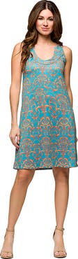 24seven Comfort Apparel Maternity Teal Sleeveless Knee Length Shift Dress