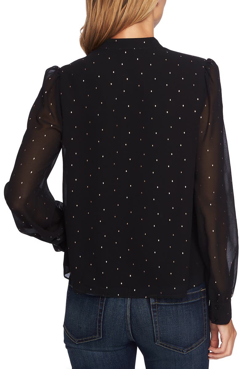 CeCe Puffed Shoulder Button Down Blouse, Alternate, color, 