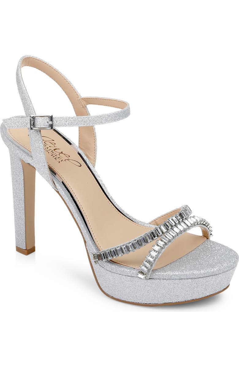 Jewel Badgley Mischka Gallant Platform Sandal, Main, color, Silver Gli
