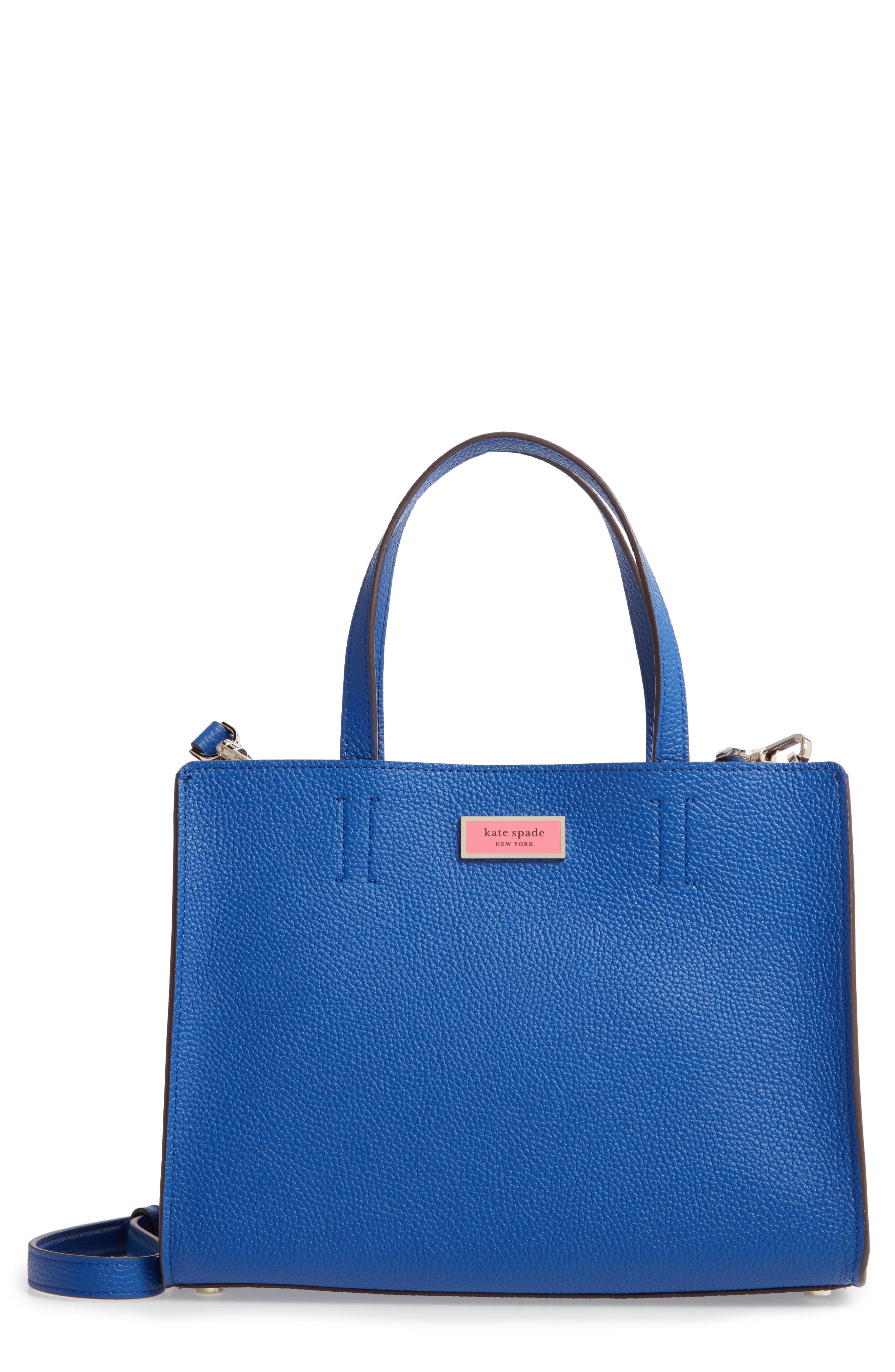 medium sam leather satchel, Main, color, MYSTIC BLUE