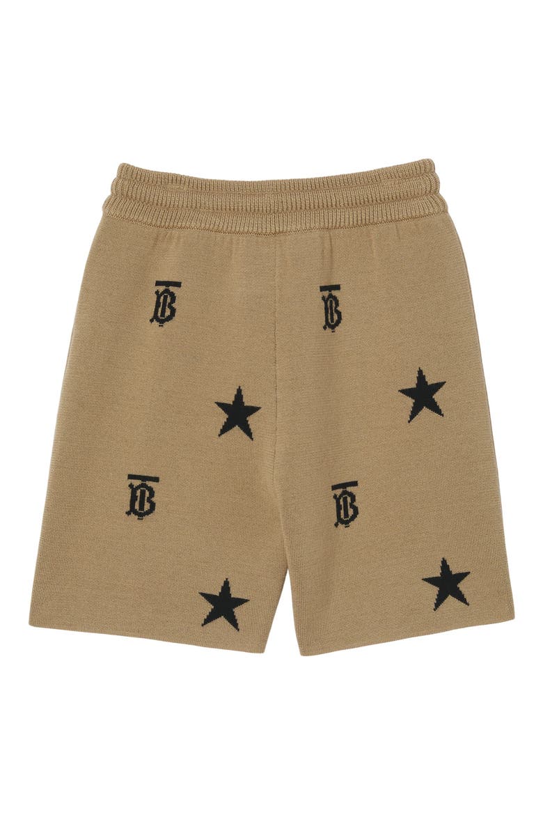 Kids' Star & TB Monogram Jacquard Wool Blend Shorts, Alternate, color, ARCHIVE BEIGE