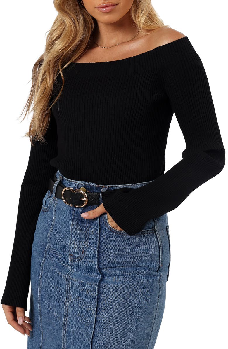Petal & Pup Micayla Off the Shoulder Rib Sweater, Main, color, 