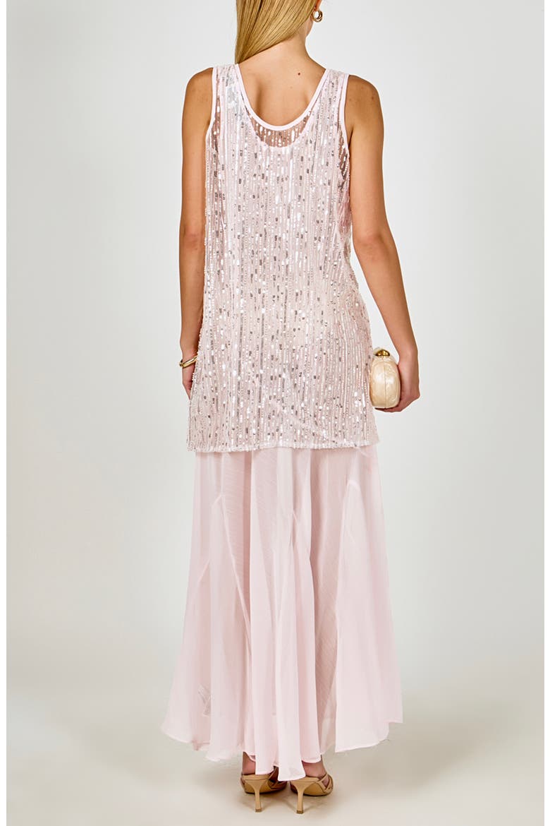 Sequin Chiffon Maxi Dress, Alternate, color, LIGHT PINK