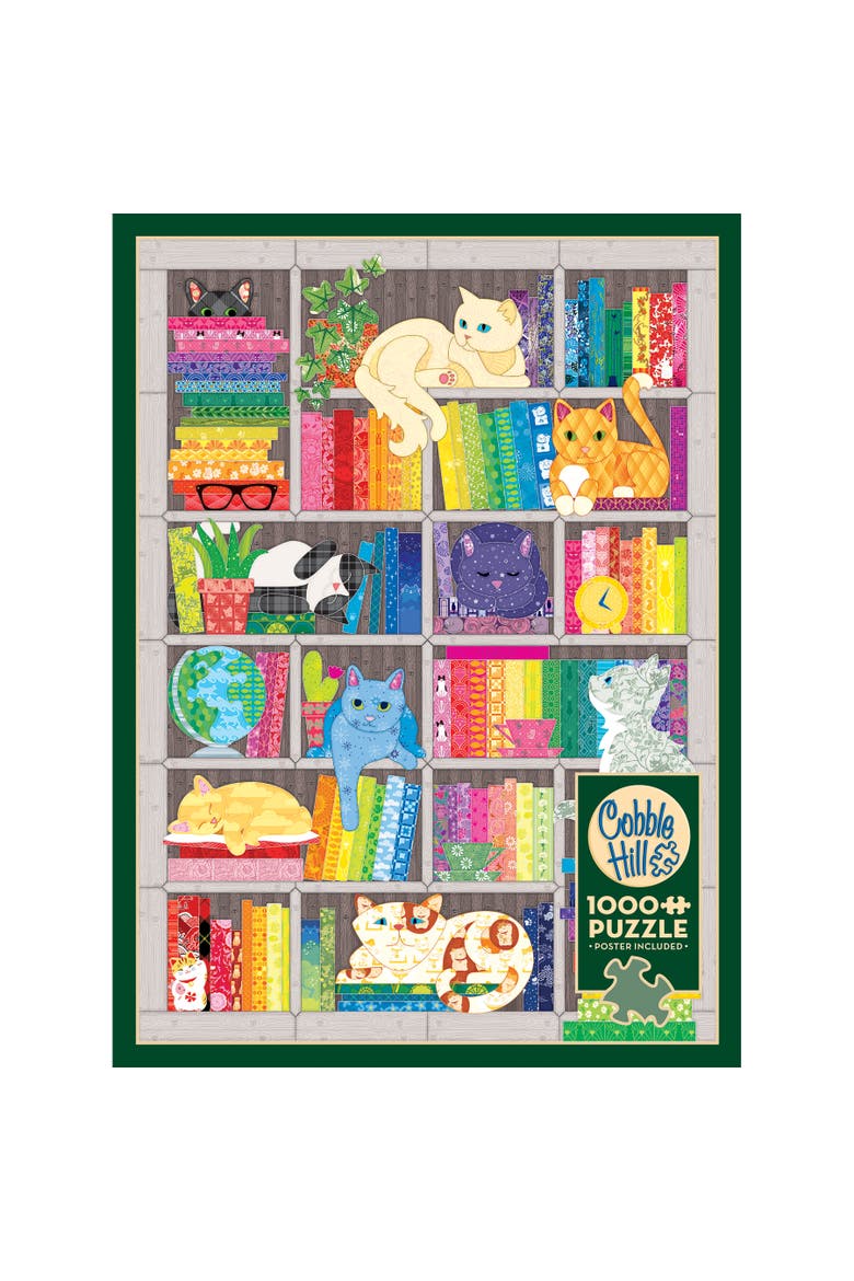 1000 Piece Puzzle Rainbow Cat Quilt Reference Poster Included, Alternate, color, Multicolored