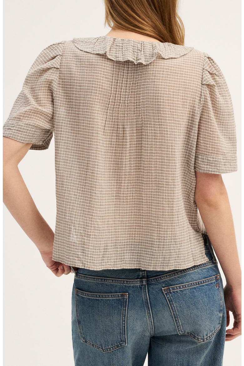 Ruffle Pintuck Top, Alternate, color, GAUZY COTTON CHECK