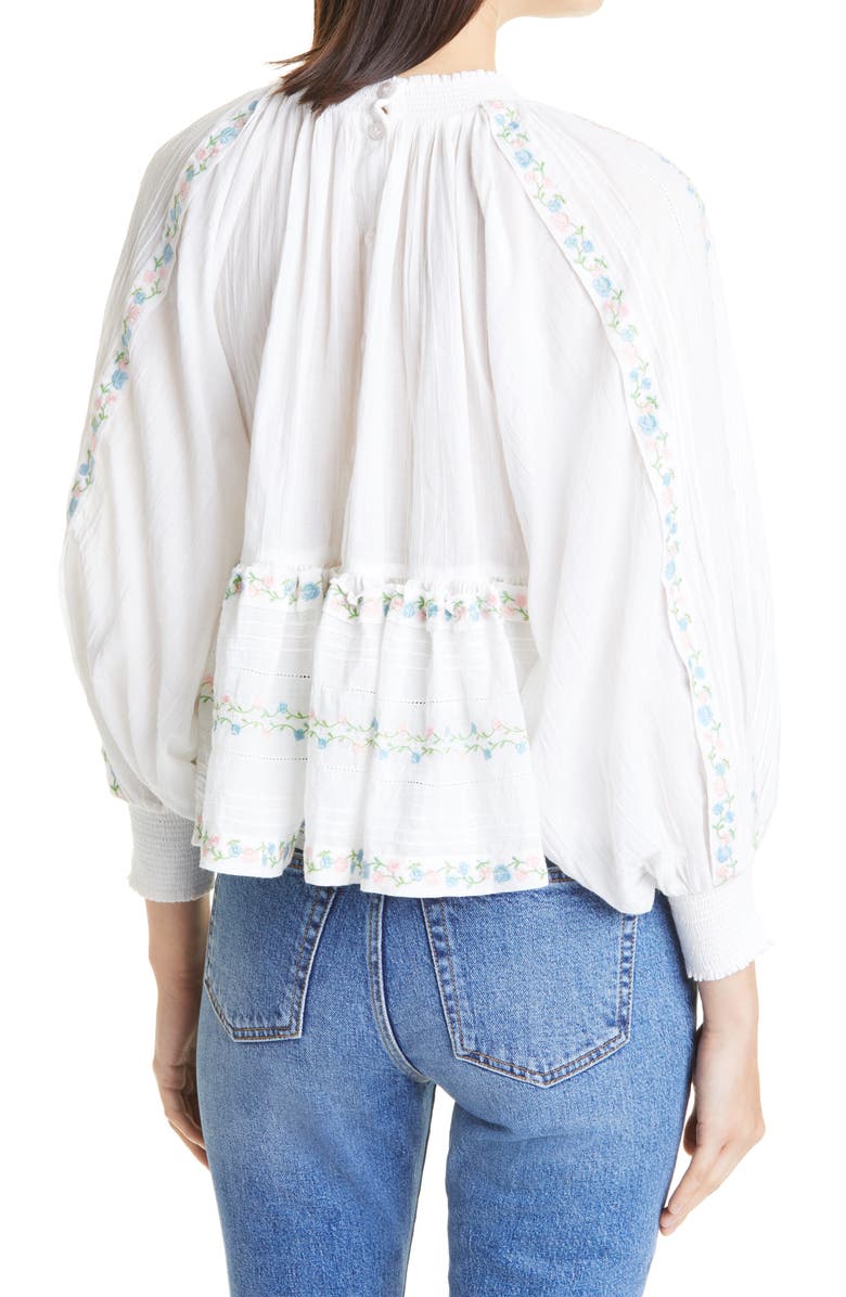 byTiMo Embroidered Peplum Cotton Top, Alternate, color, 