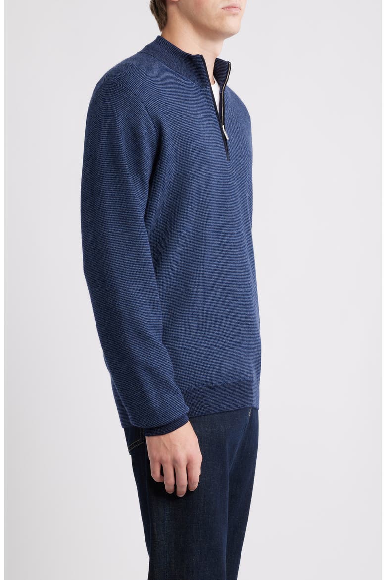 West Merino Wool Quarter Zip Sweater, Alternate, color, BLUE ABYSS