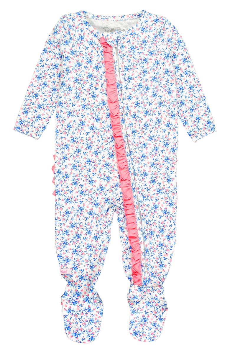 RuffleButts Kids' Tea Time Ruffle Fitted One-Piece Footie Pajamas, Main, color, 