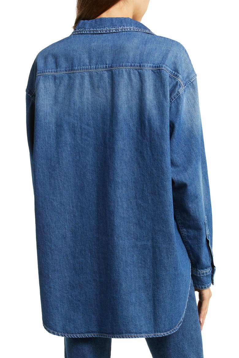 Women's Mira Organic Cotton Denim Shirt, Alternate, color, DARK BLUE