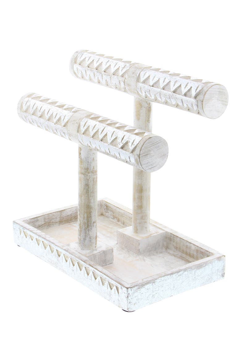 Silvertone Wood Natural Jewelry Stand, Alternate, color, SILVER