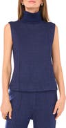 Vince Camuto Exposed Seam Detail Sleeveless Knit Turtleneck Top
