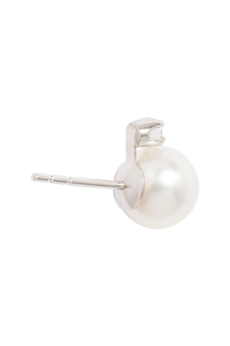 Diamond & Freshwater Pearl Stud Earrings, Alternate, color, WHITE- 14K WHITE GOLD