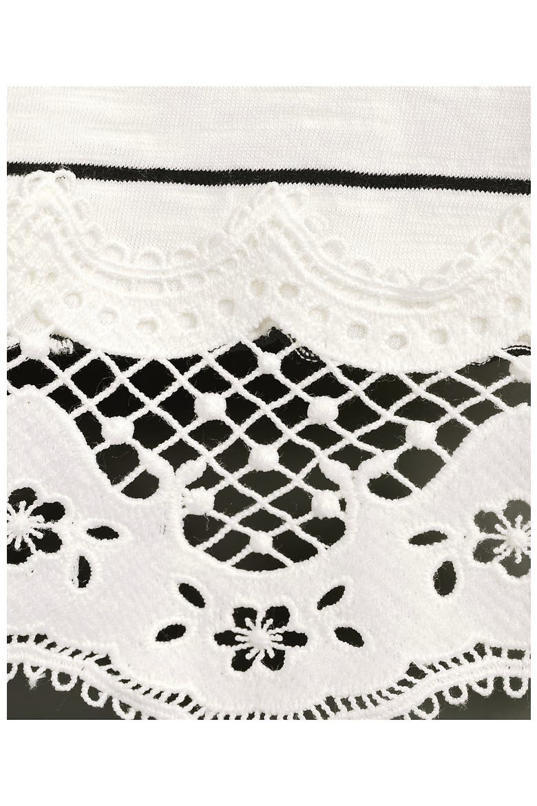 Short Sleeve Slub Jersey Cutwork T-Shirt, Alternate, color, Ivory/Black Fine Stripe