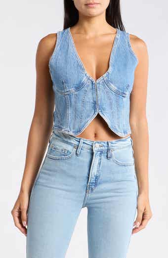 Good American Crop Denim Vest