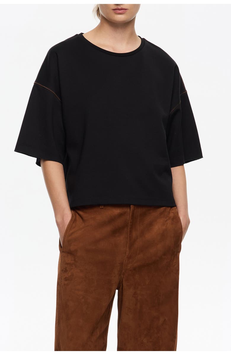 Bimba y Lola Ponte Di Roma T-Shirt With Stitching, Main, color, Black