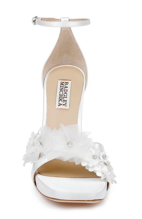 Shop Badgley Mischka Collection Joanna Ankle Strap Sandal In White Satin