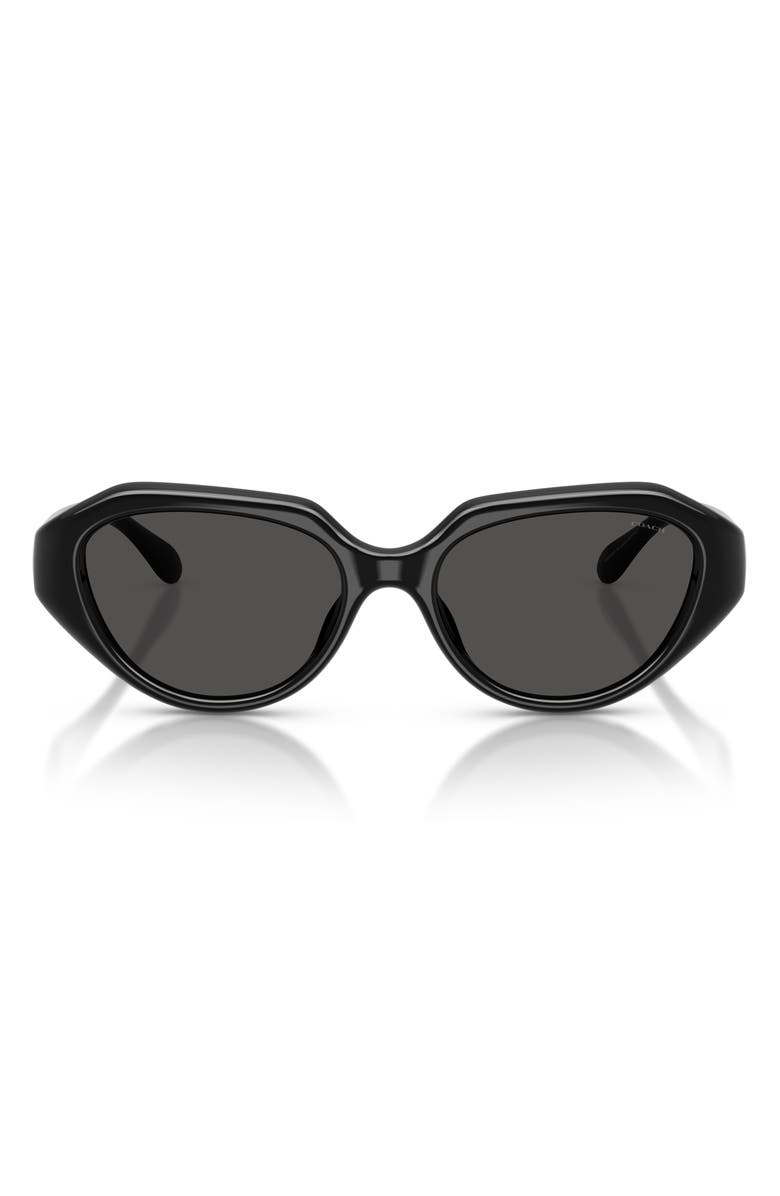 COACH 52mm Irregular Sunglasses, Main, color, Black / Grey Solid