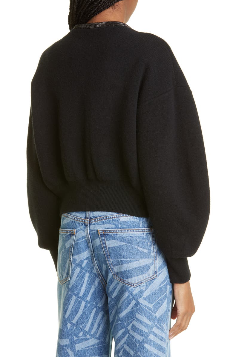 Alexander Wang Crystal Placket Wool Blend Crop Cardigan, Alternate, color, 