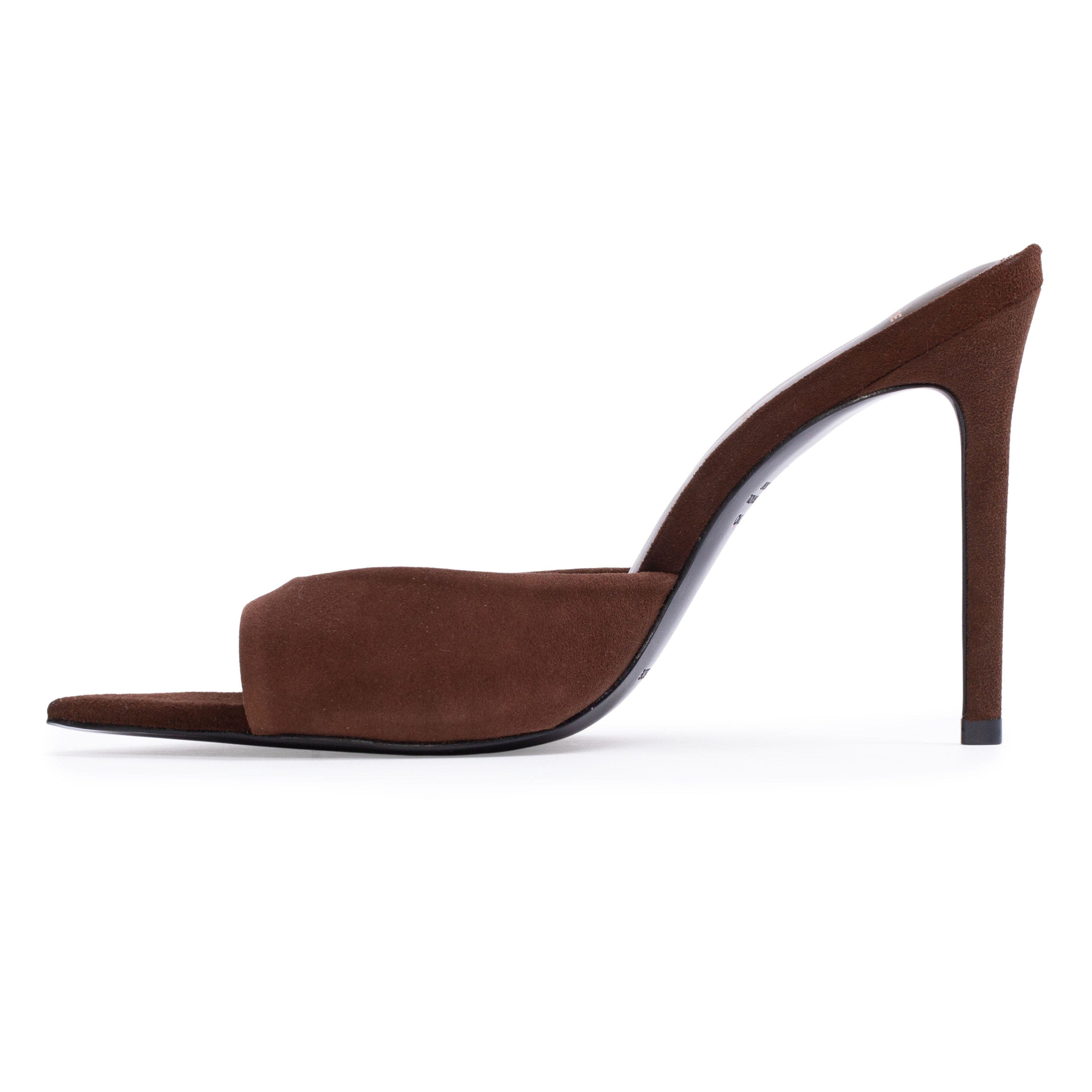 BLACK SUEDE STUDIO Brea Suede Mule, Alternate, color, Brownie Suede