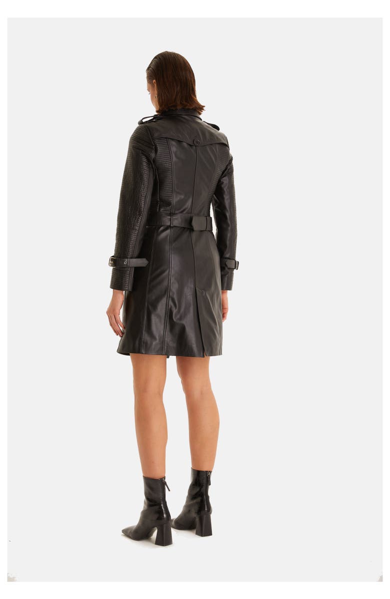 FURNIQ UK Greenwich Leather Trench Coat, Alternate, color,