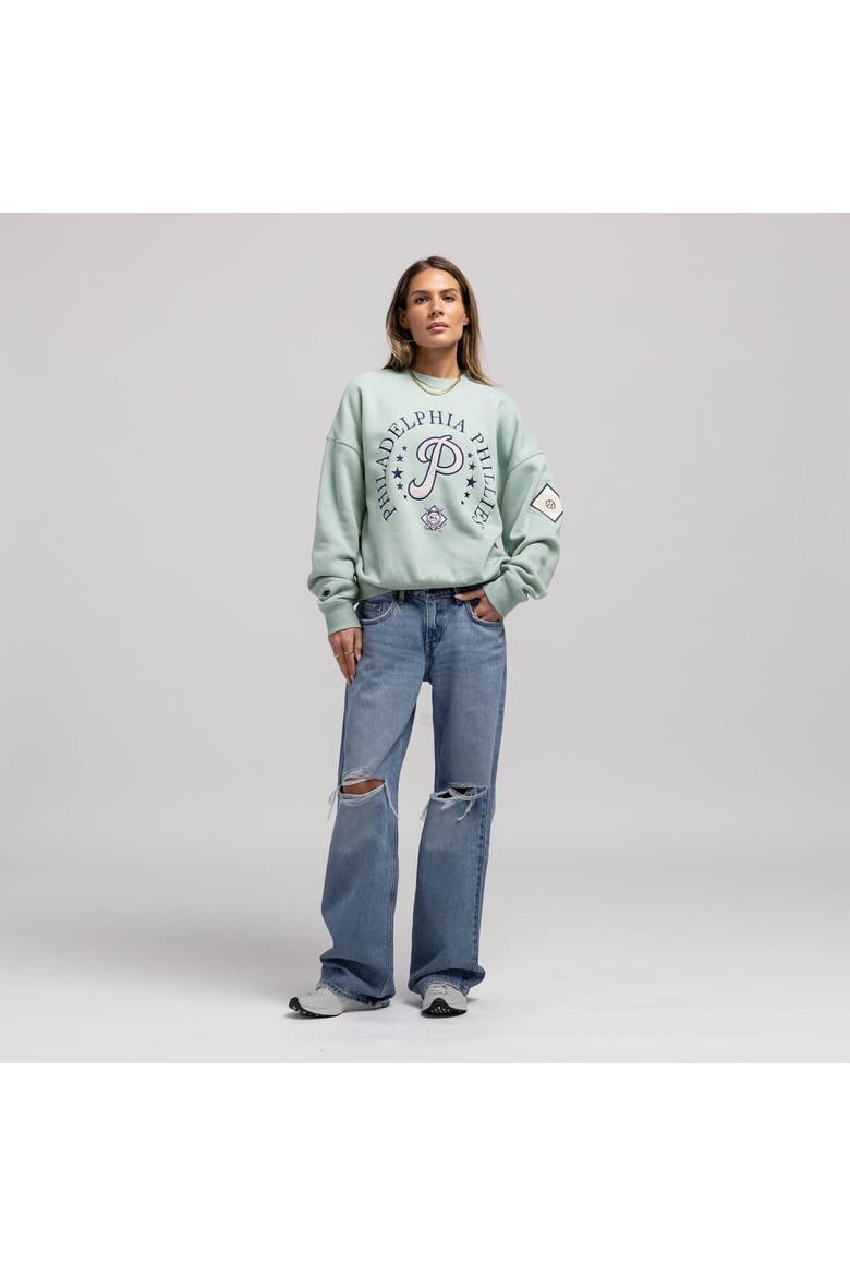 Women's Mitchell & Ness  Green Philadelphia Phillies Yacht Rock Sweatshirt, Main, color, Green