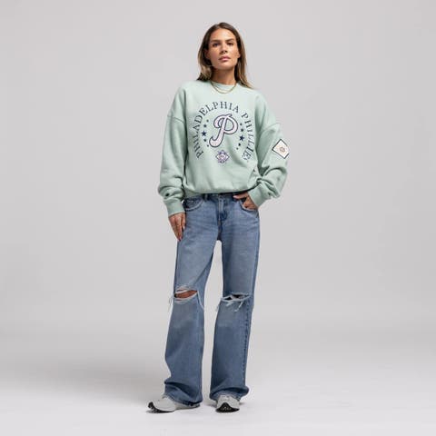 Women's Mitchell & Ness  Green Philadelphia Phillies Yacht Rock Sweatshirt