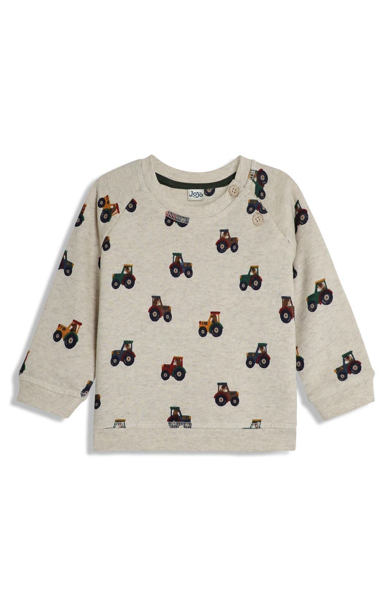 JOJO MAMAN BEBE Tractor Print Sweatshirt & Velour Cargo Joggers, Alternate, color, 