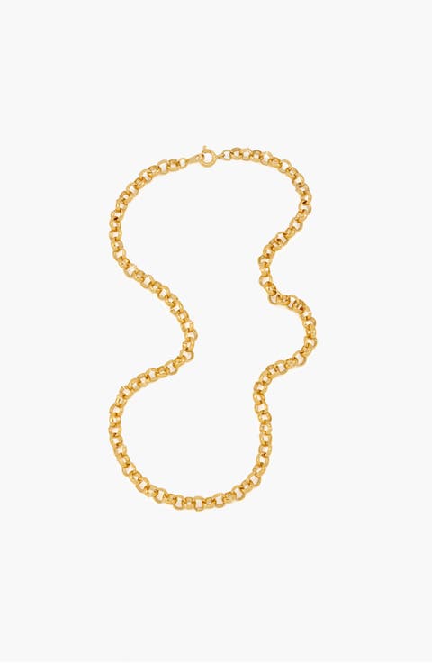 Mini Rolo Chain Necklace In Gold