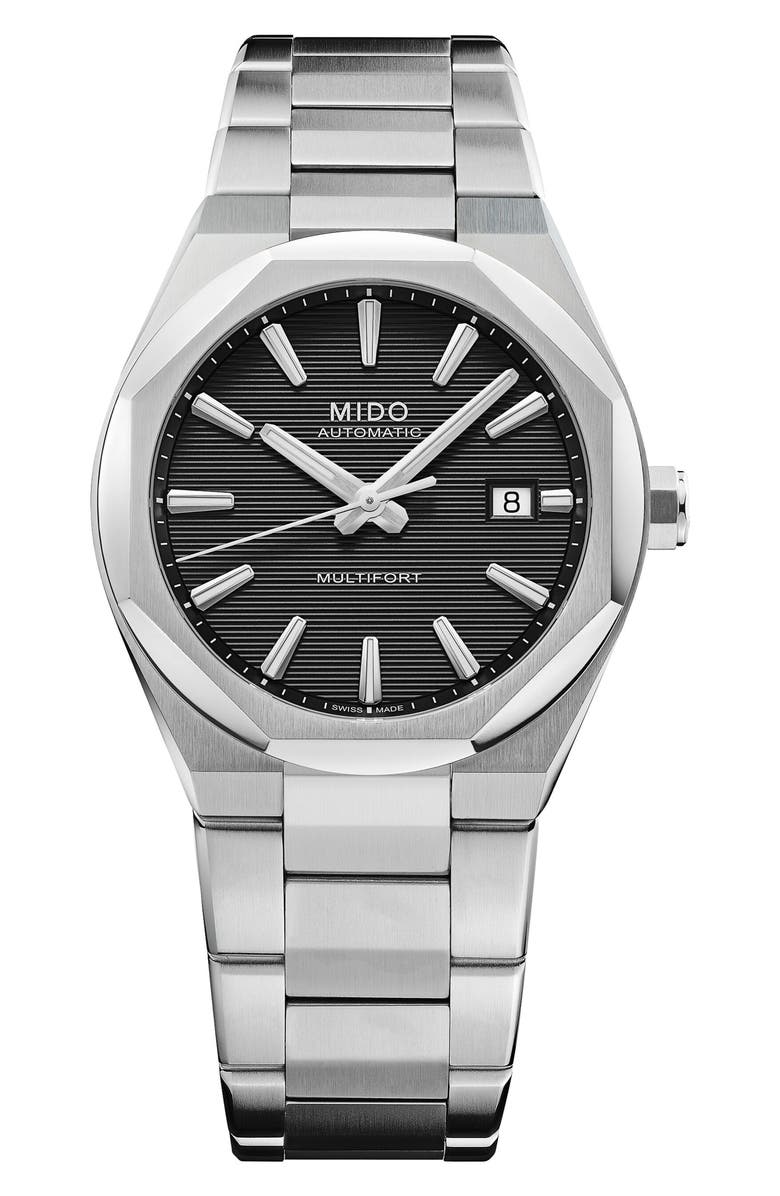 MIDO Multifort 8 One Crown Automatic Bracelet Watch, 40mm, Main, color, Black