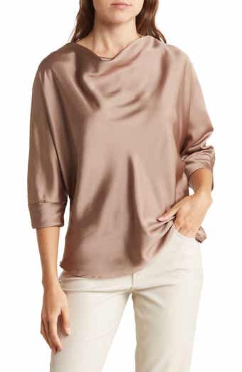 Renee C Cowl Neck Satin Blouse