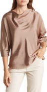 Renee C Cowl Neck Satin Blouse