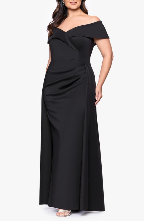 Xscape Evenings Off The Shoulder Scuba Gown In Black