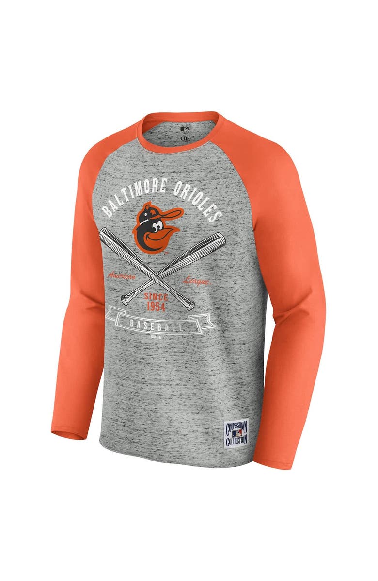 Darius Rucker Collection by Fanatics Men's Darius Rucker Collection by Fanatics  Heather Gray Baltimore Orioles Raw Edge Raglan Long Sleeve Baseball T-Shirt, Alternate, color, 