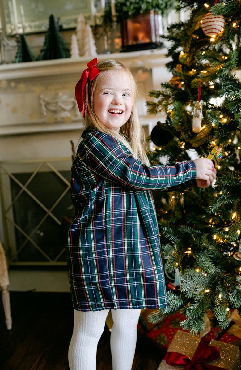 Little Paper Kids Parks Dress Navy Tartan, Main, color,