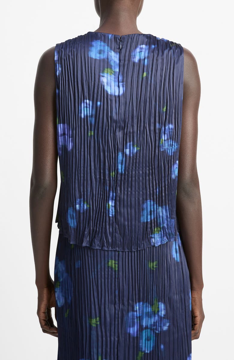 Vince Poppy Blur Crushed Pleated Sleeveless Top, Alternate, color, Midnight