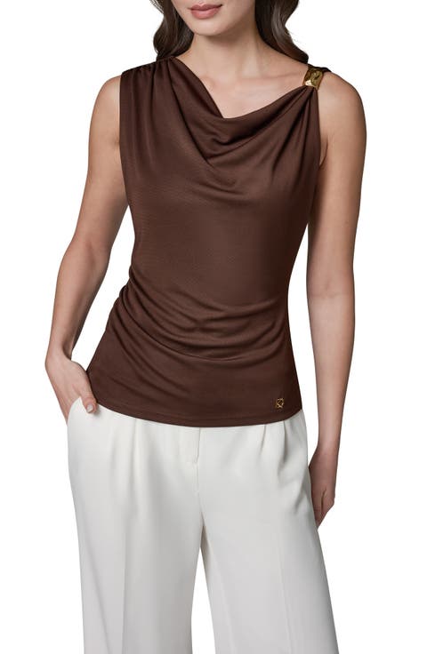 Ruched Asymmetric Sleeveless Top