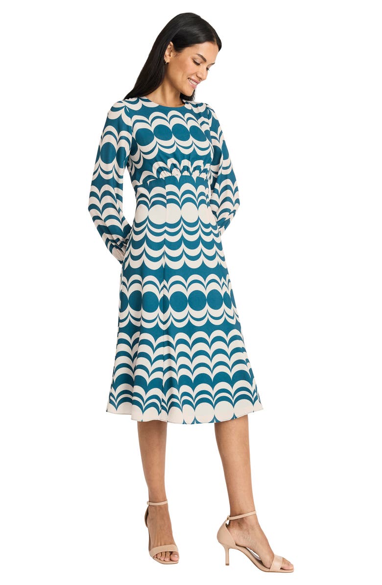 Maggy London Long Sleeve Ruched Waist Midi Dress, Alternate, color, 