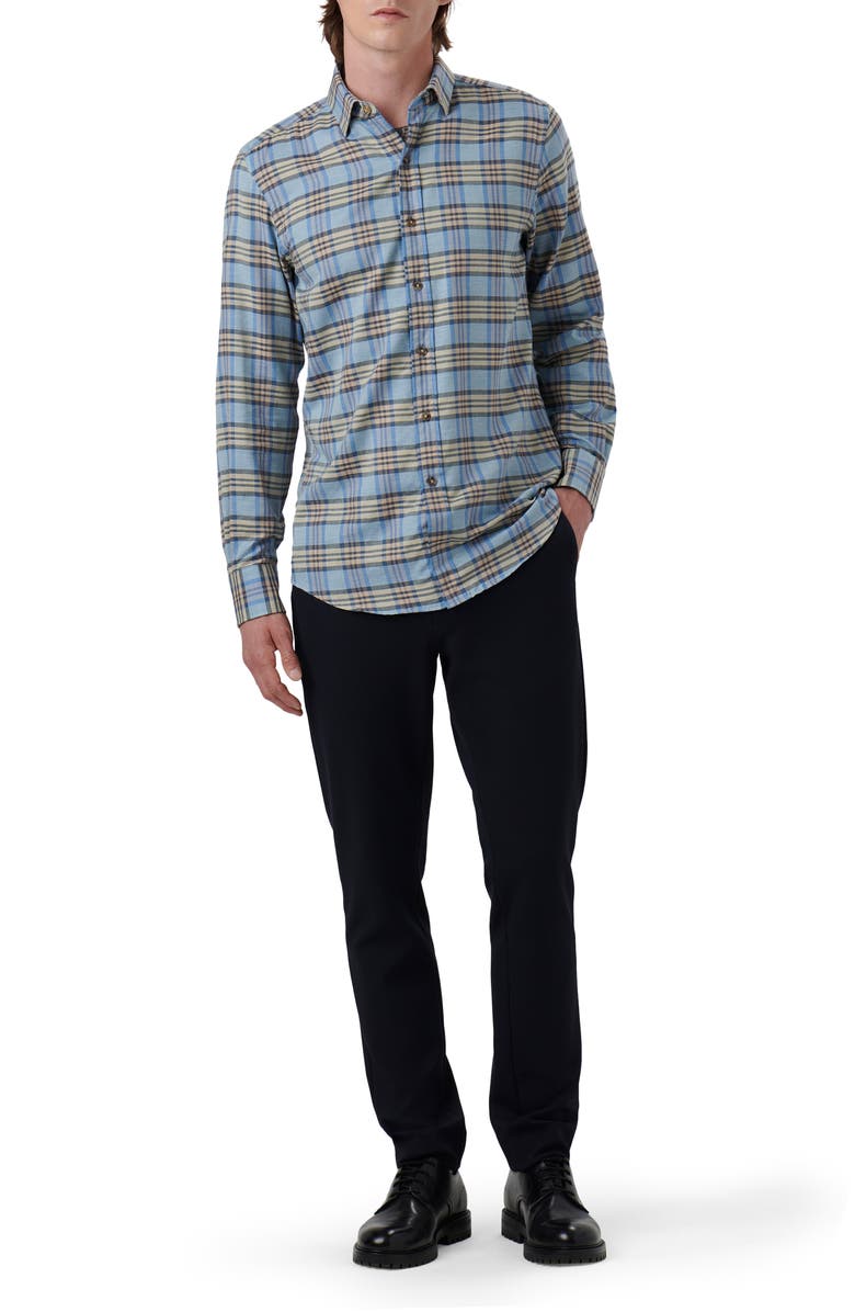 Bugatchi Karl Shaped Fit Plaid Cotton & Cashmere Button-Up Shirt, Alternate, color, 