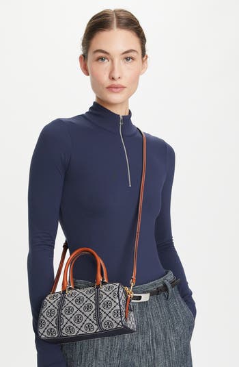 Petite T Monogram Jacquard Barrel Bag