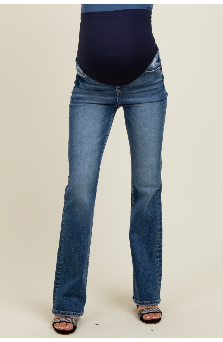 PinkBlush Lightly Distressed Maternity Straight Leg Jeans, Alternate, color, Blue