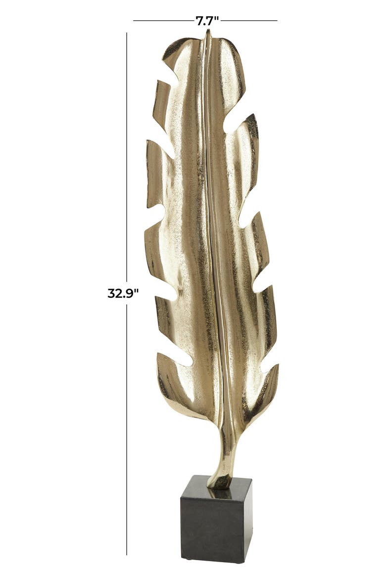 Contemporary Leaf Statue, Alternate, color, GOLD