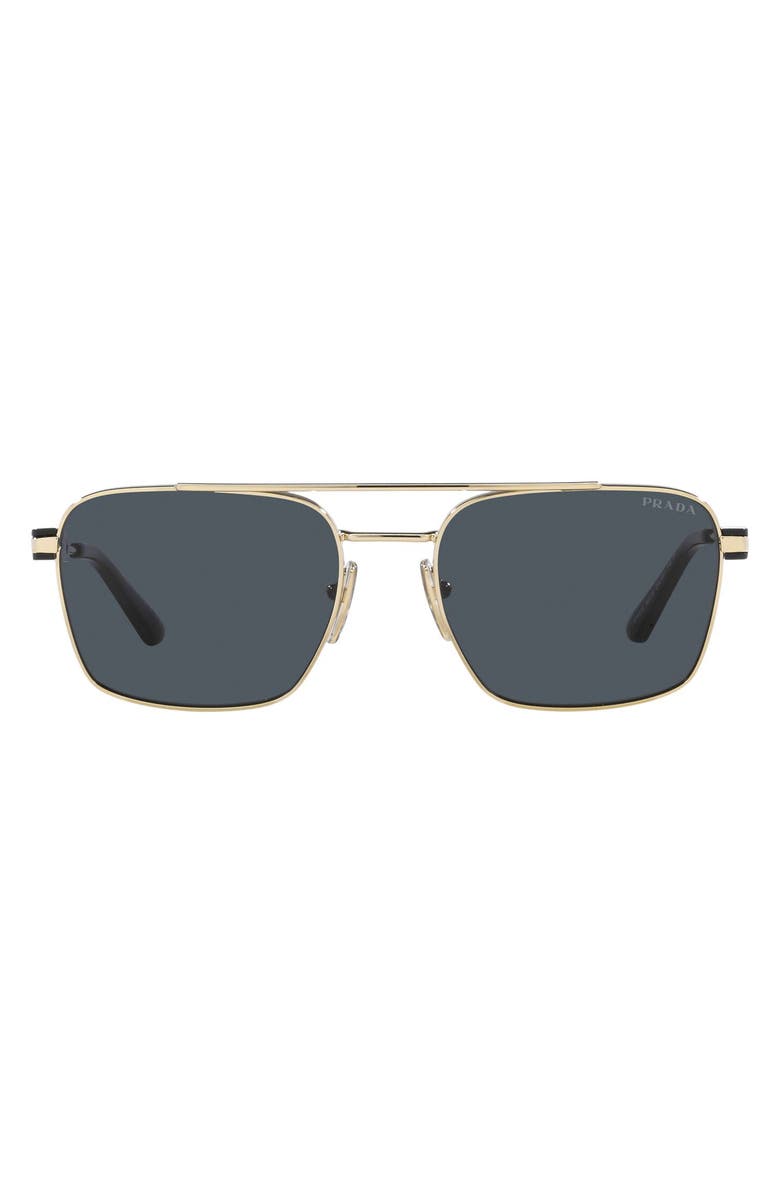 Prada 55mm Polarized Pillow Sunglasses, Main, color, Pale Gold