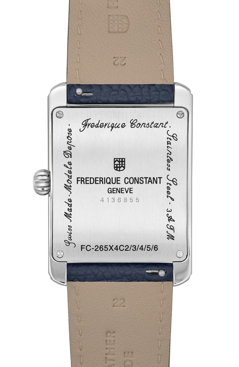 FREDERIQUE CONSTANT Classic Carrée Moonphase Leather Strap Watch, 42.3mm x 30mm, Alternate, color, Blue