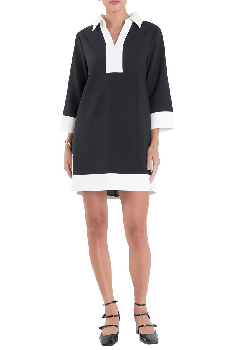 English Factory Contrast Trim Mini Shirtdress, Main, color, 