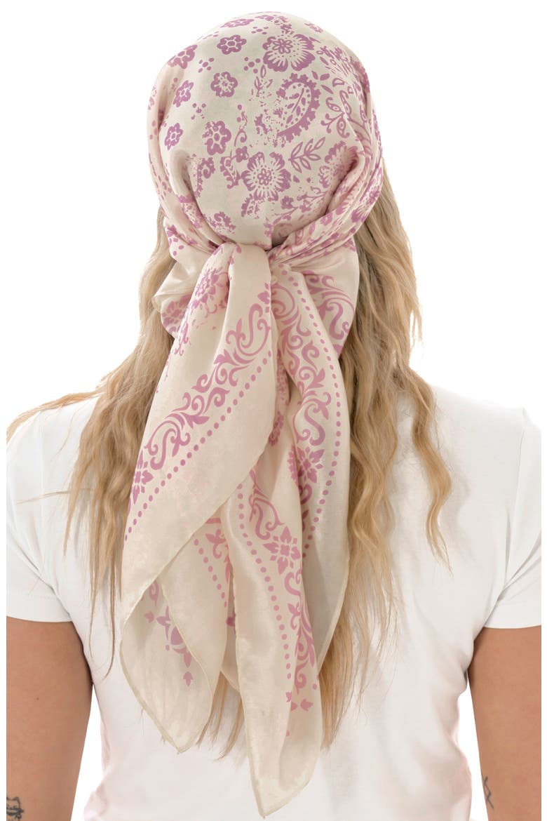 Satina Paisley Square Scarf, Alternate, color, BLUSH